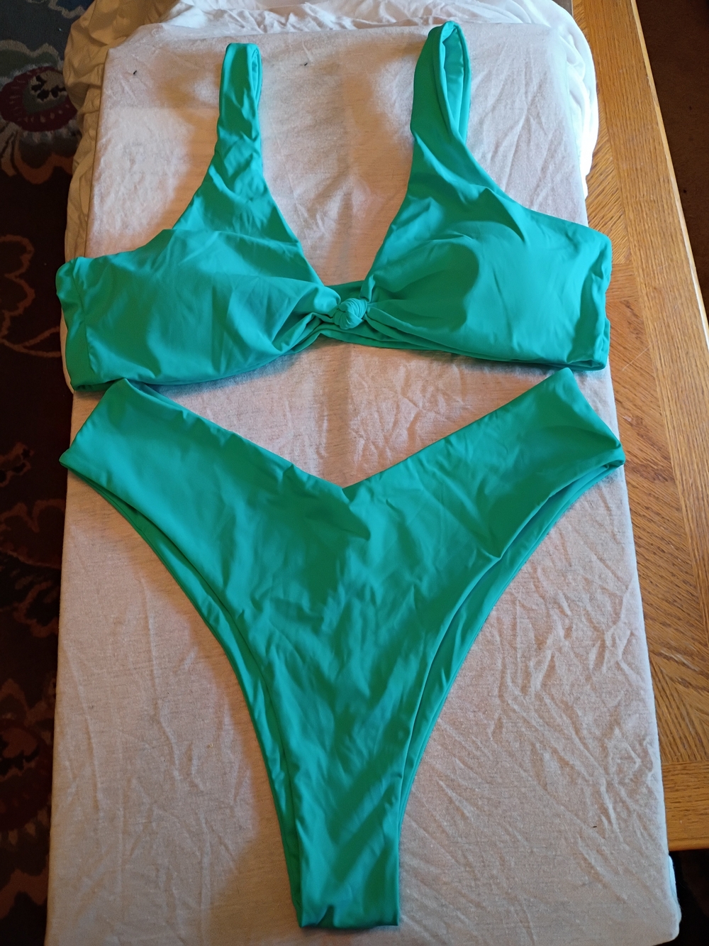 XL - Turquoise Knot Front Bikini Set